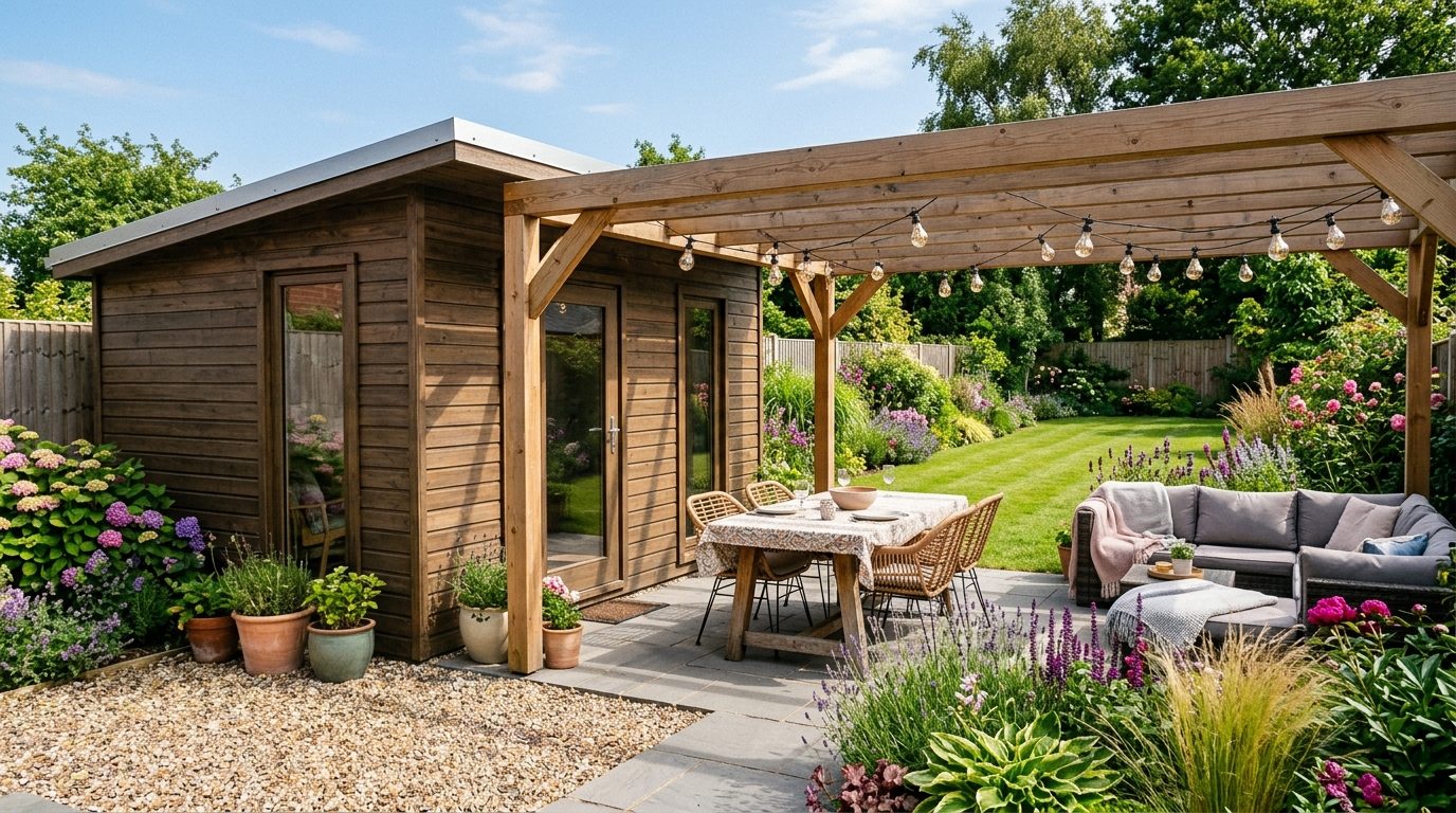 Intégrer une pergola à son abri de jardin : 4 idées tendance
